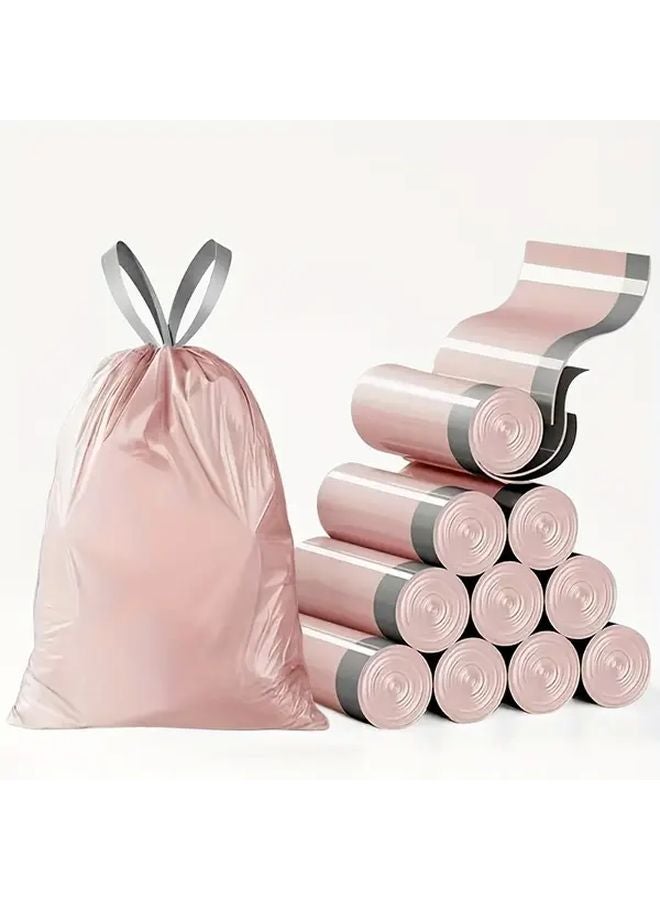 50 كيس قمامة وردي ثقيل بسعة 4 جالون بأربطة مقاومة للتسرب وسهل الربط - Image 1